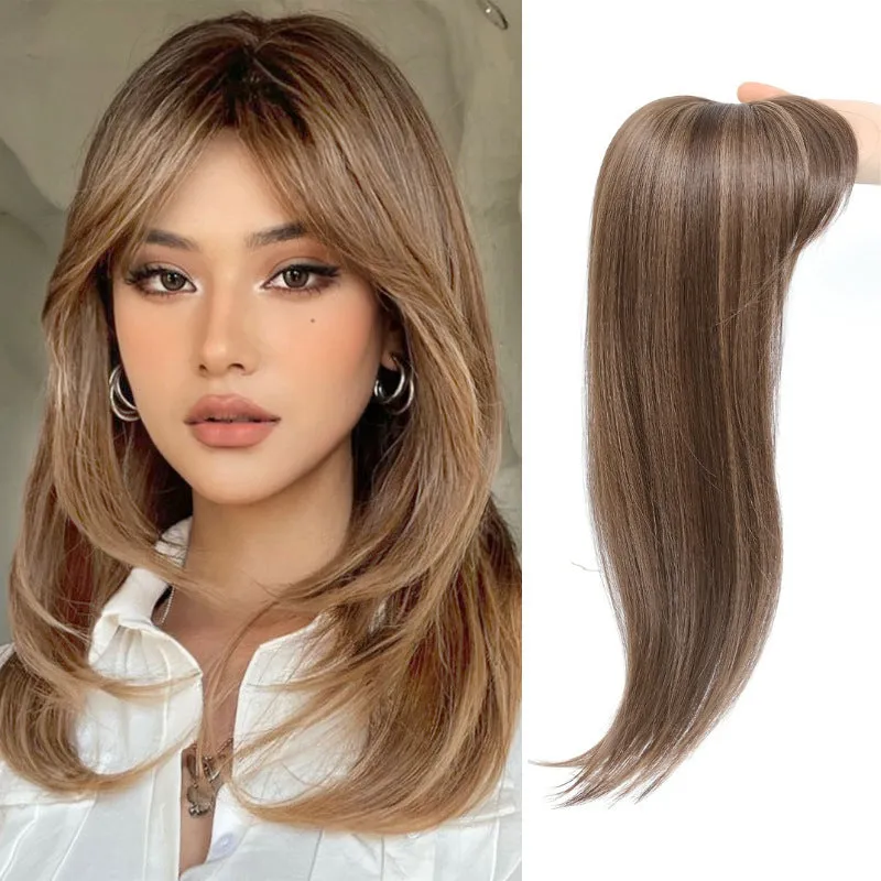 Synthetic high temperature fibre clip-in hair extension wig shown in one of six available style colours.