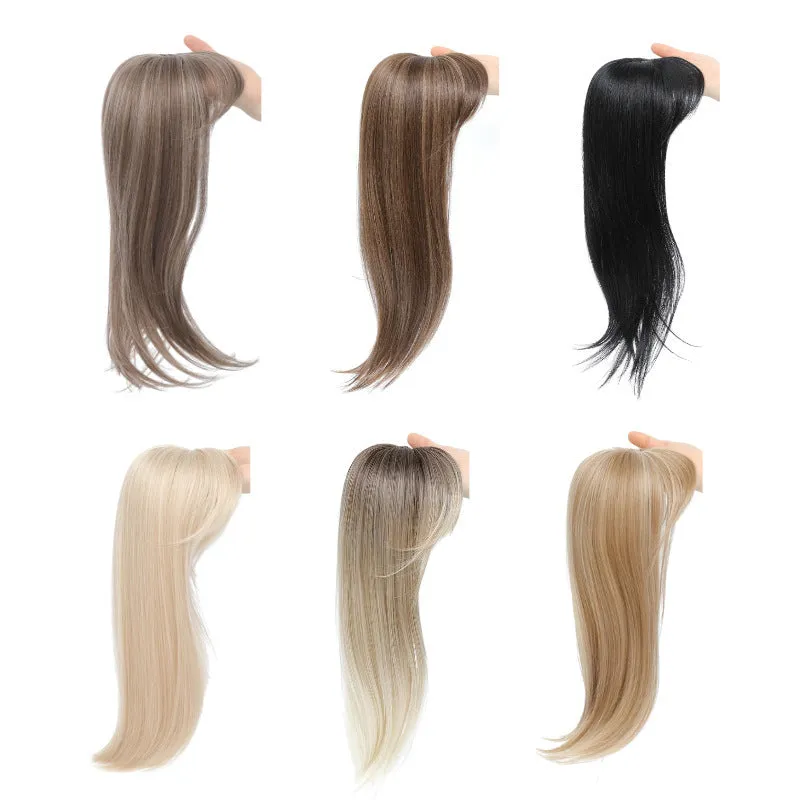 Synthetic high temperature fibre clip-in hair extension wig shown in one of six available style colours.