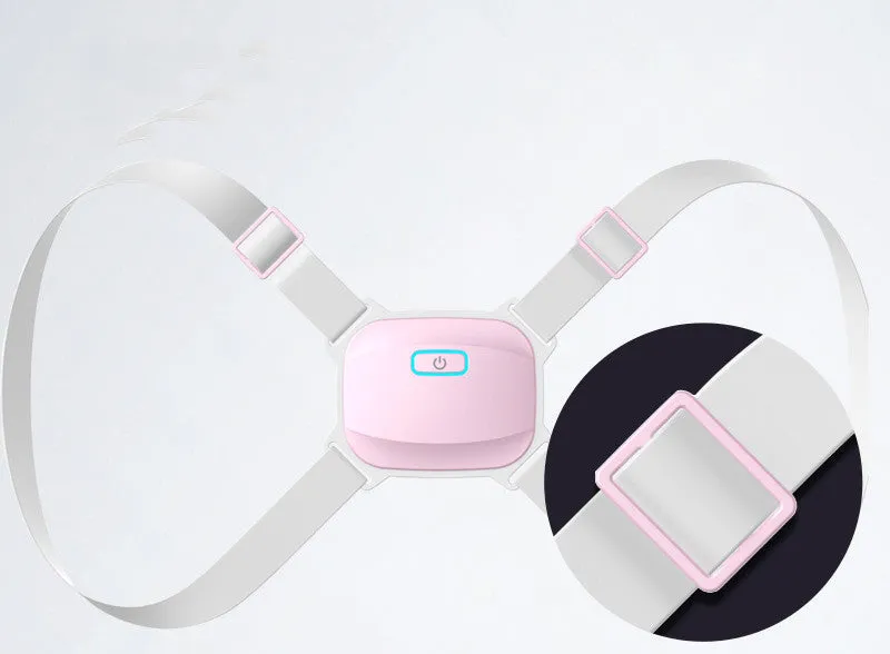 Invisible smart posture corrector with grey nylon belt and vibration alert for posture training