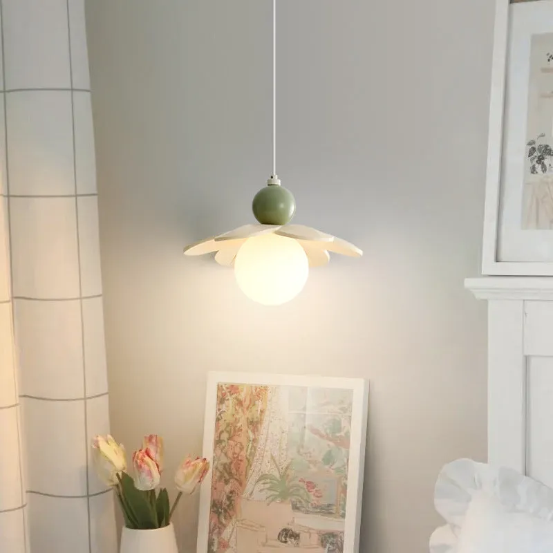 Modern minimalist cream bedside chandelier with Full Spectrum warm and tricolor light options, pink colour finish