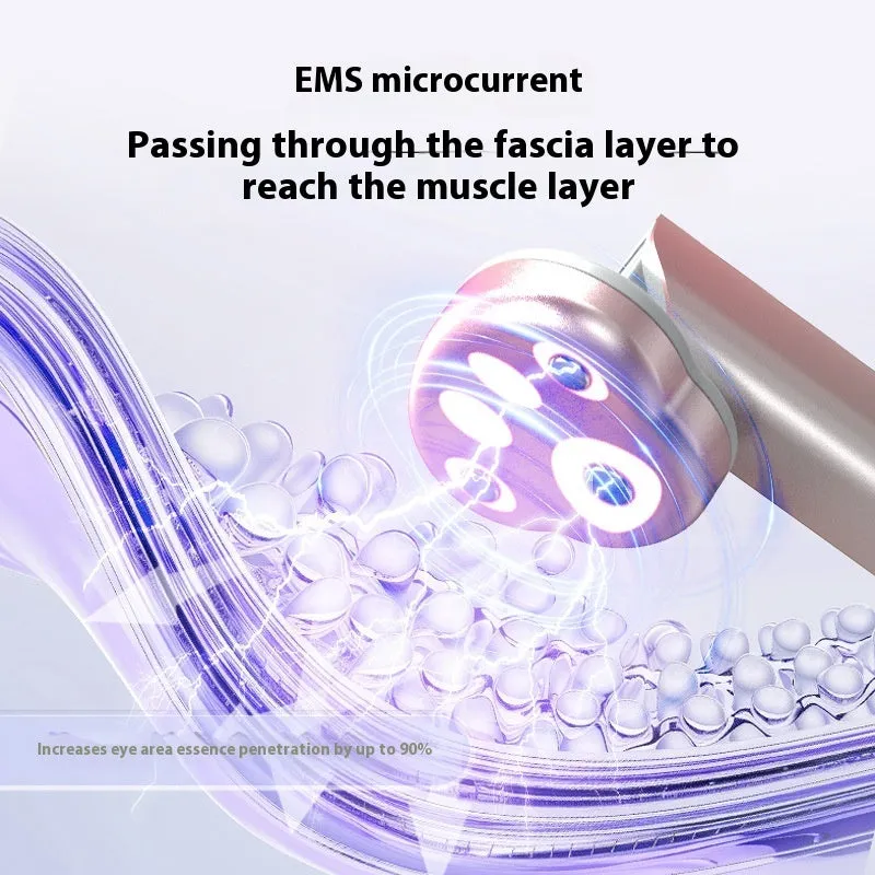 Gradient pink Cat's Paw shape micro-current eye massager with colour light therapy on a white background.