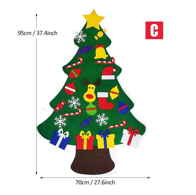 Felt Christmas tree and snowman holiday decoration in multiple styles for festive wall art