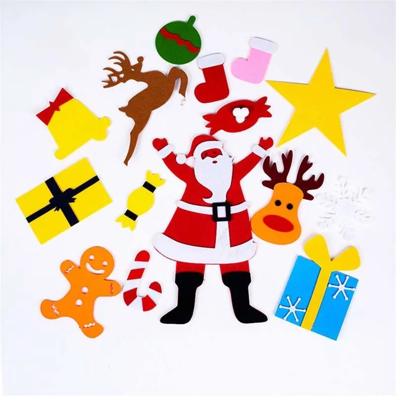Felt Christmas tree and snowman holiday decoration in multiple styles for festive wall art