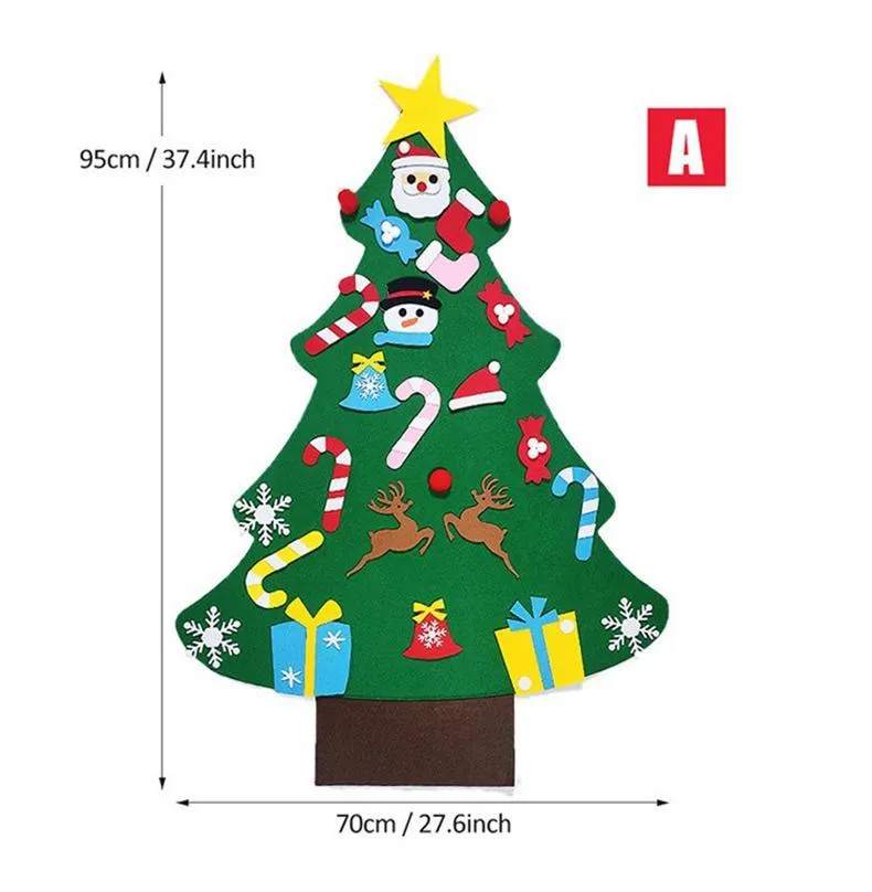 Felt Christmas tree and snowman holiday decoration in multiple styles for festive wall art