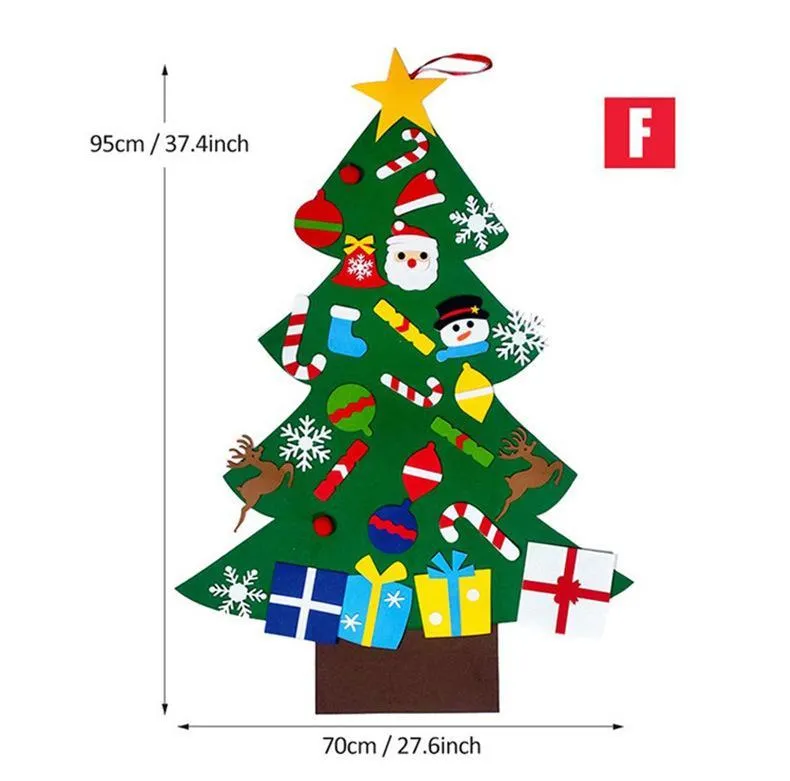 Felt Christmas tree and snowman holiday decoration in multiple styles for festive wall art
