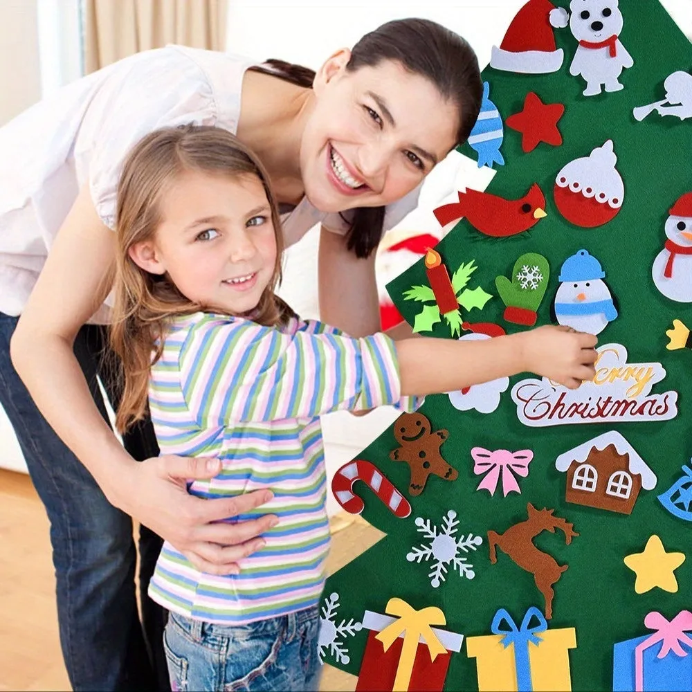 Felt Christmas tree and snowman holiday decoration in multiple styles for festive wall art