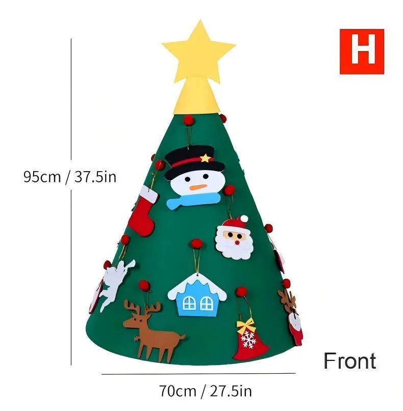 Felt Christmas tree and snowman holiday decoration in multiple styles for festive wall art