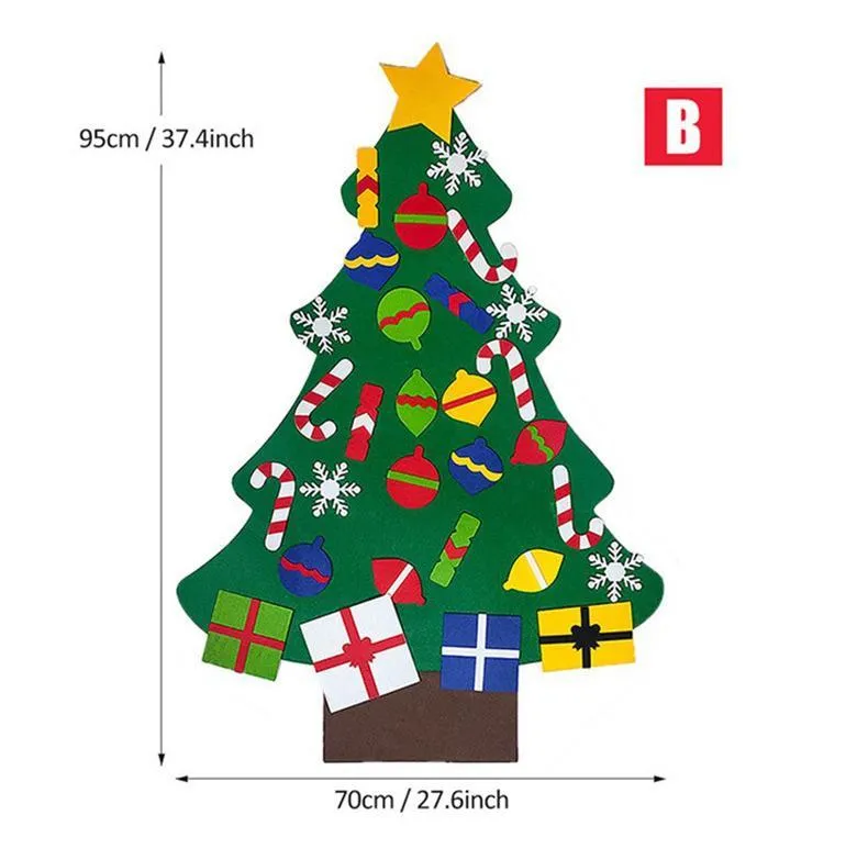 Felt Christmas tree and snowman holiday decoration in multiple styles for festive wall art
