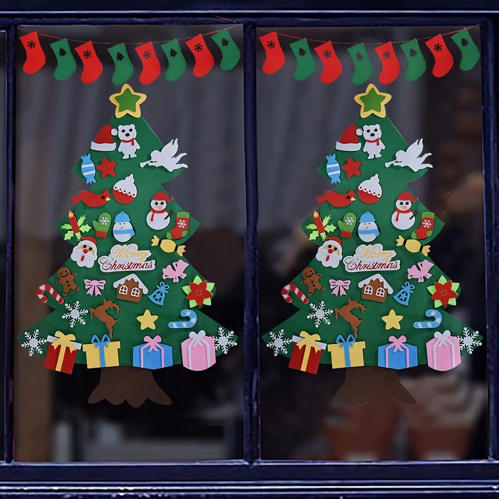 Felt Christmas tree and snowman holiday decoration in multiple styles for festive wall art