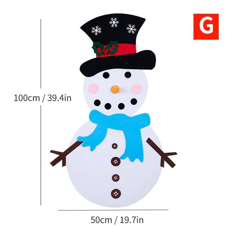 Felt Christmas tree and snowman holiday decoration in multiple styles for festive wall art