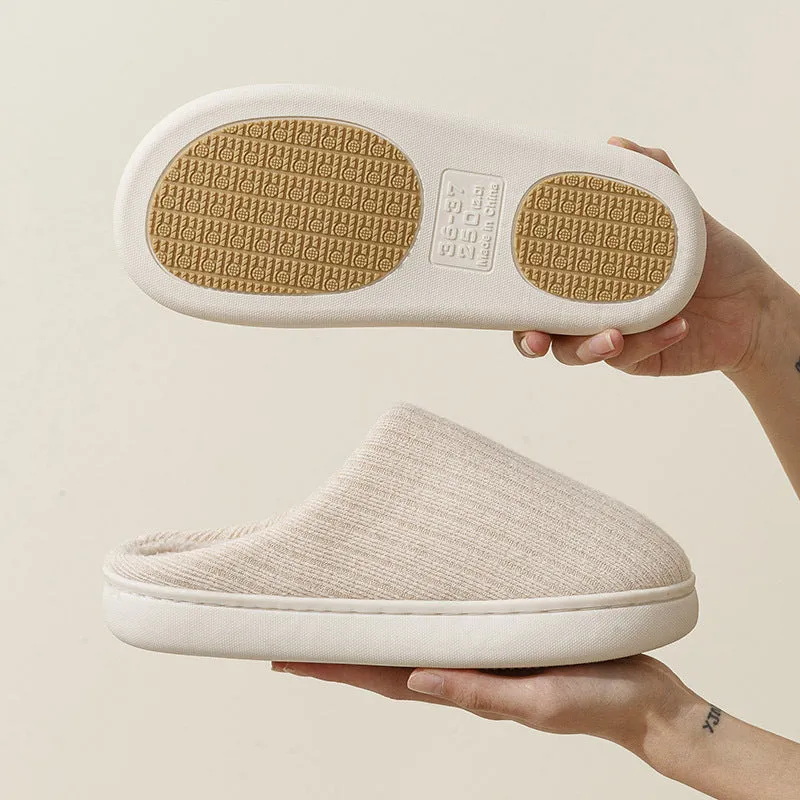Non-slip cotton slippers for elderly in light gray with anti-slip sole and cotton cloth upper