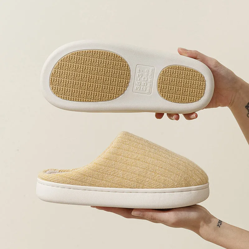 Non-slip cotton slippers for elderly in light gray with anti-slip sole and cotton cloth upper