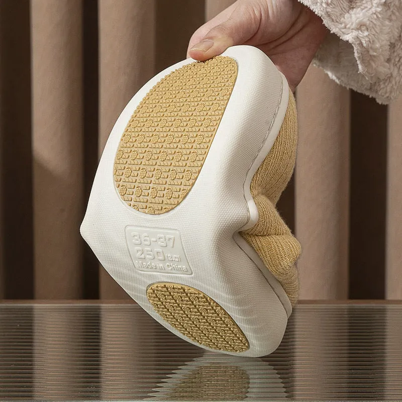 Non-slip cotton slippers for elderly in light gray with anti-slip sole and cotton cloth upper