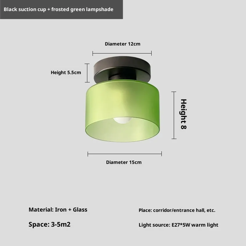 Creative mid-ancient Nordic ceiling lamp with black suction cup and dark green colour option for corridor entrance