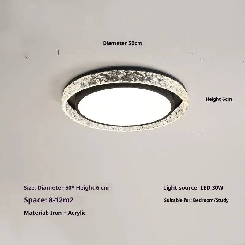 Nordic style iron and acrylic bedroom ceiling lamp with three-colour dimming, 50cm diameter, black finish