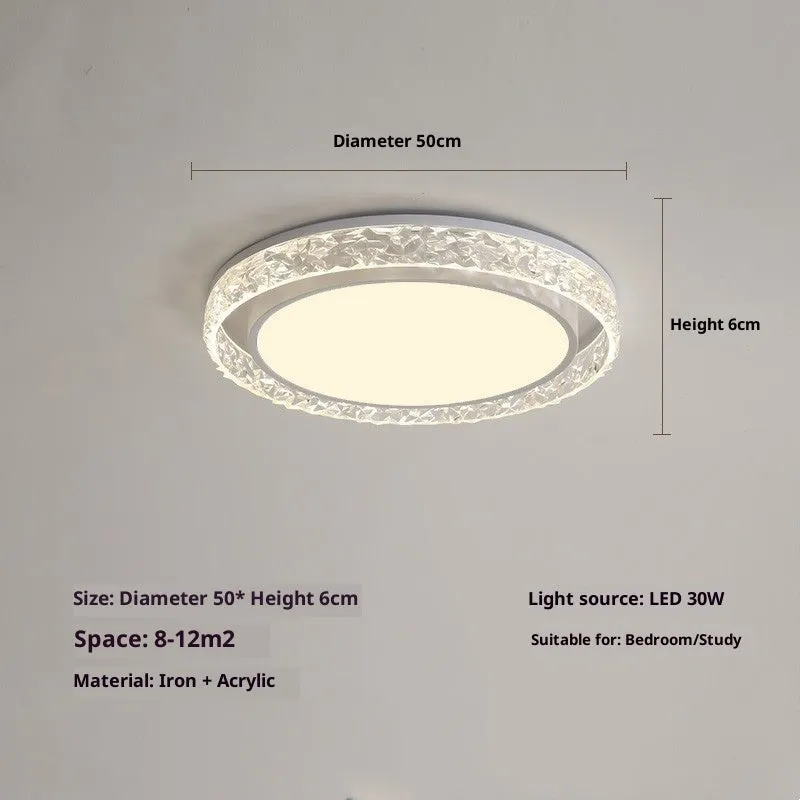 Nordic style iron and acrylic bedroom ceiling lamp with three-colour dimming, 50cm diameter, black finish