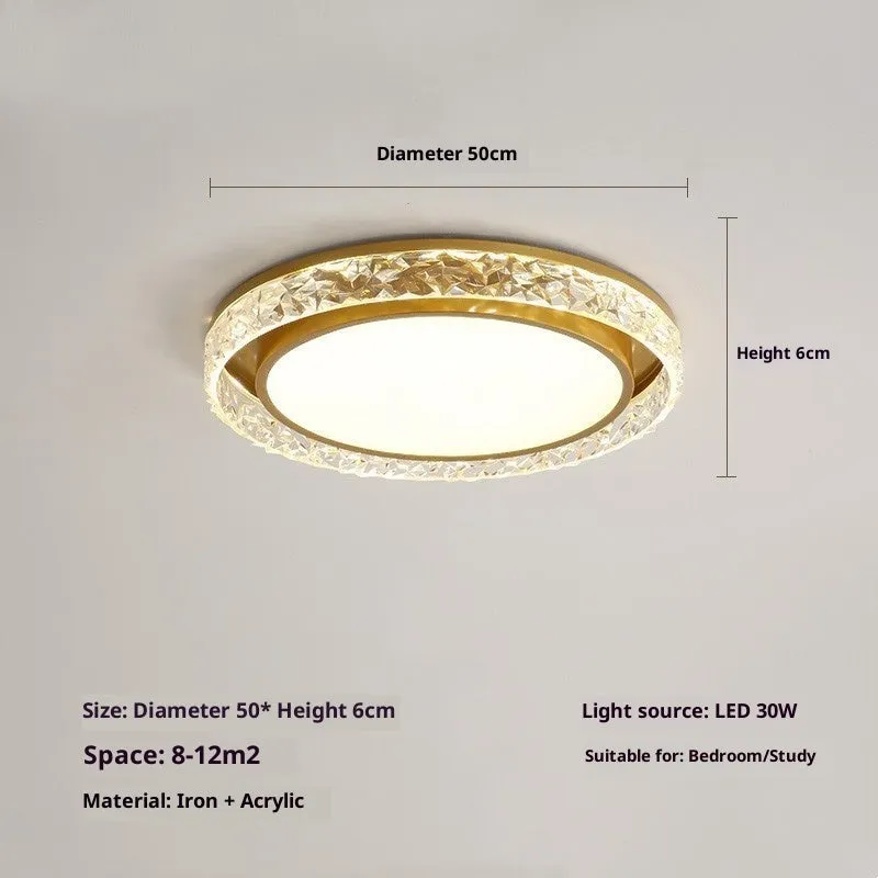Nordic style iron and acrylic bedroom ceiling lamp with three-colour dimming, 50cm diameter, black finish