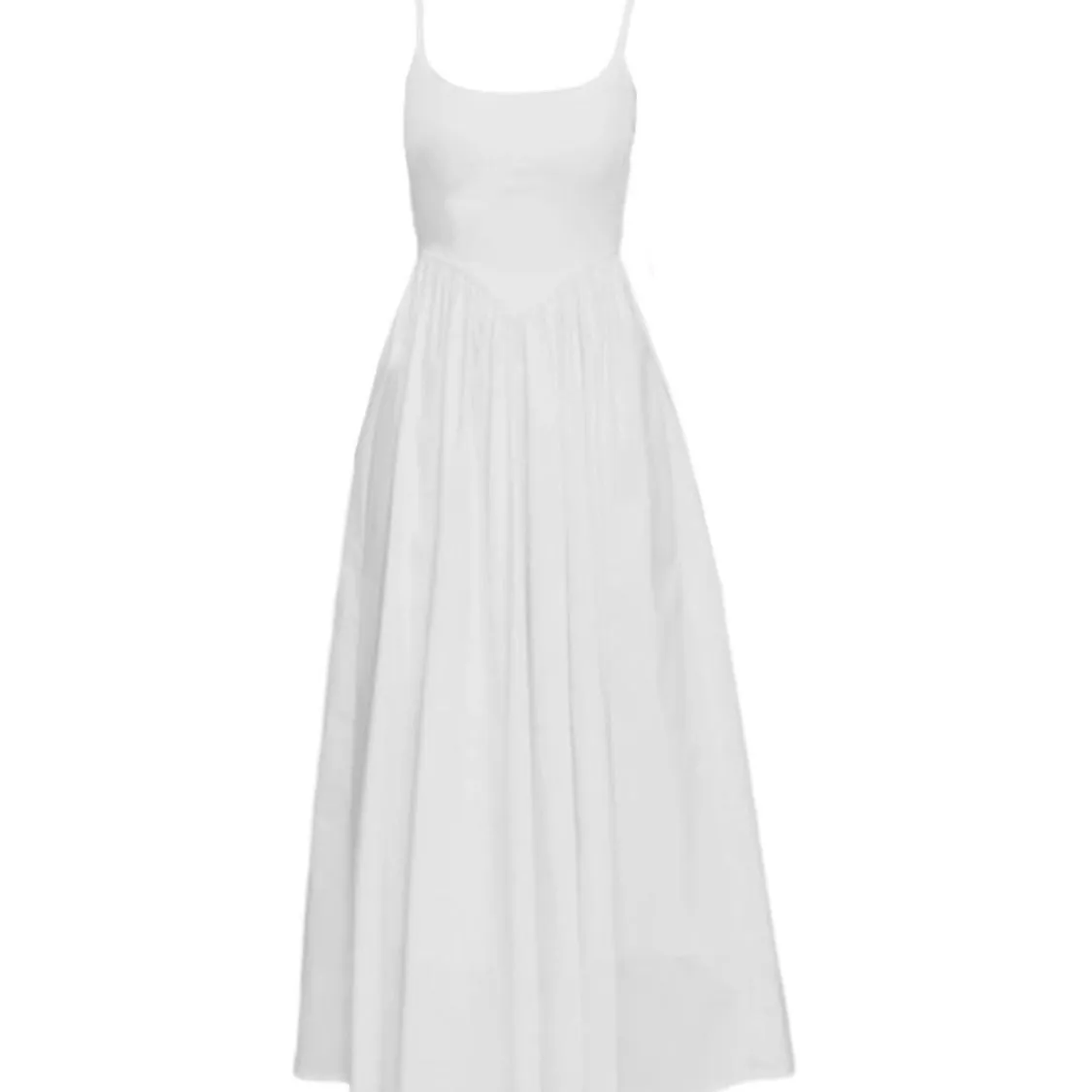 A-line slip dress in black with wide waist and sleeveless design made from polyester