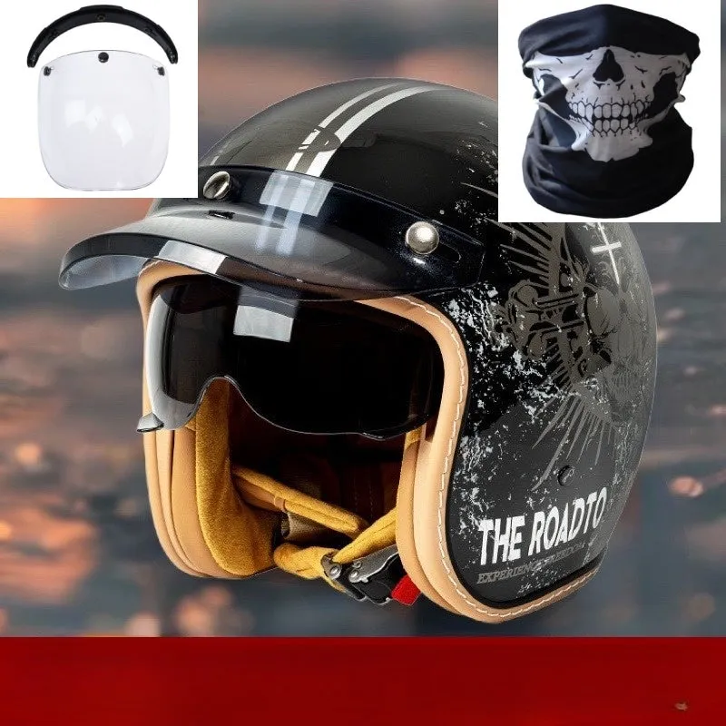 Motorcycle helmet with built-in goggles for electric commuting in ABS material