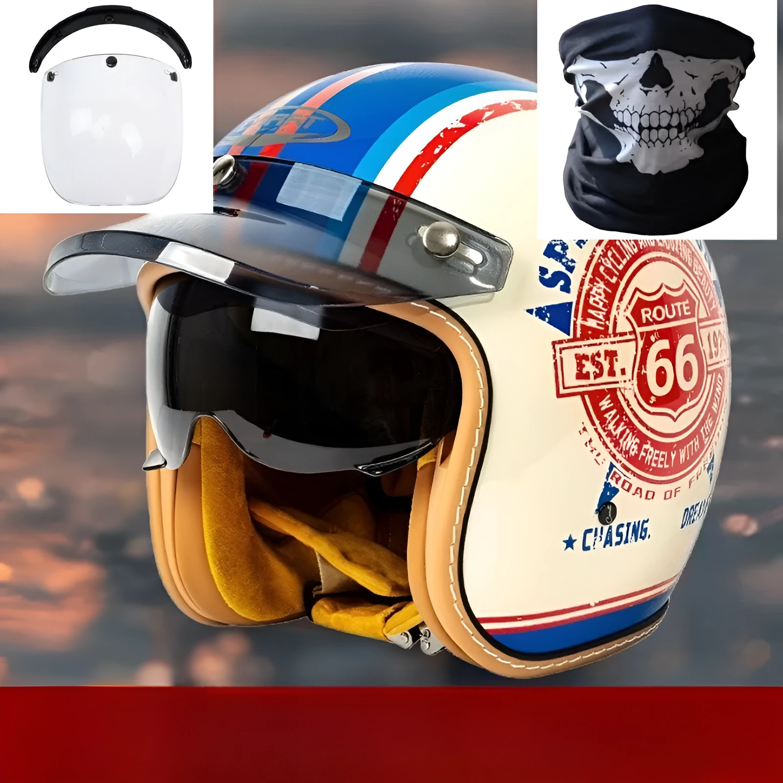 Motorcycle helmet with built-in goggles for electric commuting in ABS material