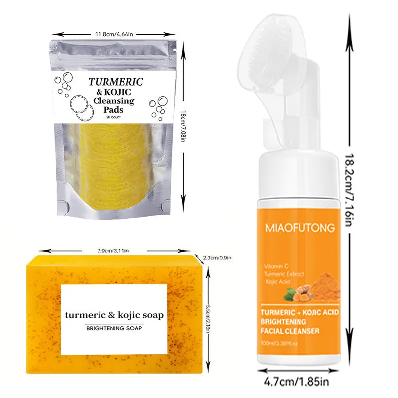 Turmeric Cleansing Mousse and Facial Cleaning Pad 30 piece set with ginger soap.