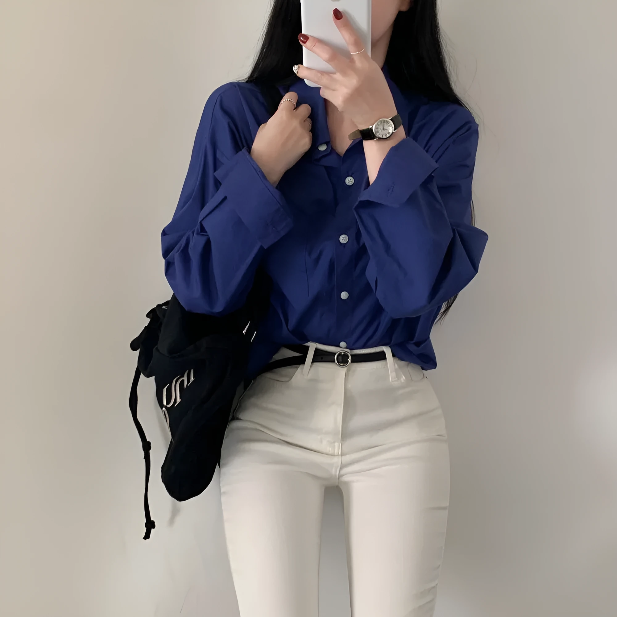 White loose simple shirt with princess sleeves, chenille fabric, sleeveless design