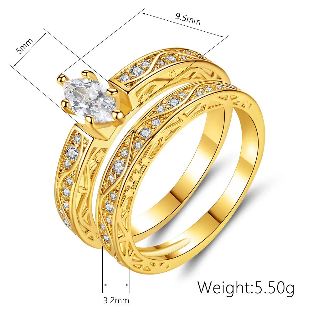 Creative horse eye zircon simple pattern couple rings for women, copper electroplated, sizes 6 to 9
