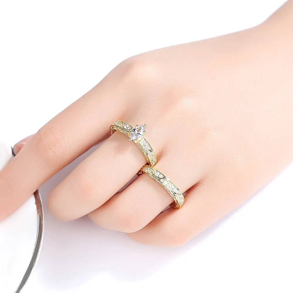 Creative horse eye zircon simple pattern couple rings for women, copper electroplated, sizes 6 to 9