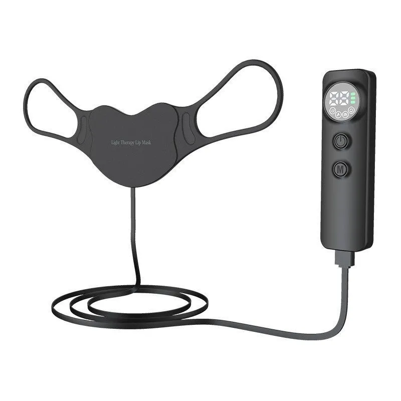 Black photon beauty mask with LED lights for facial and neck treatment with adjustable gear settings