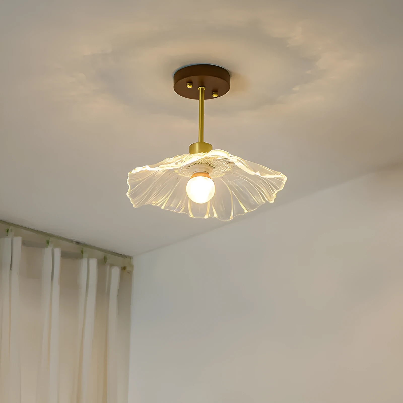 Japanese style log walnut colour brass ceiling lamp for entrance hallway tricolor light compatible 220V