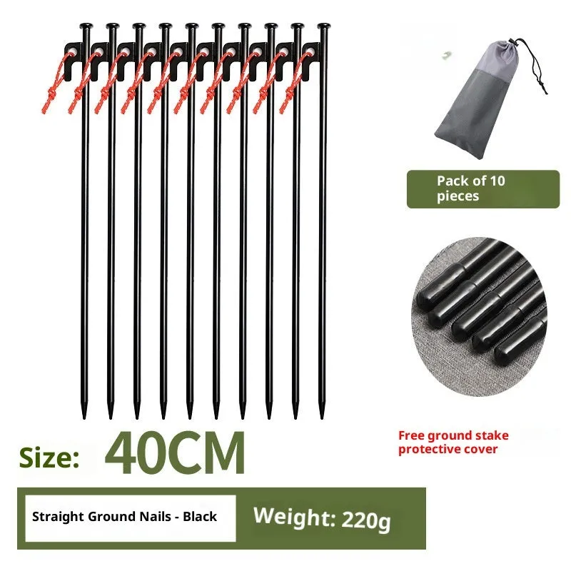 Black wooden canopy tent windproof stakes in various sizes for outdoor ground anchoring
