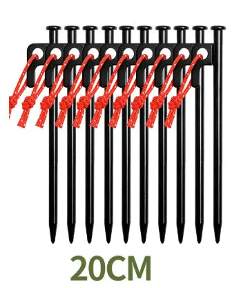 Black wooden canopy tent windproof stakes in various sizes for outdoor ground anchoring