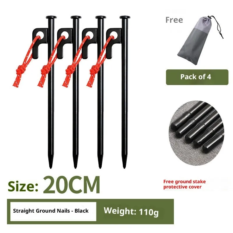 Black wooden canopy tent windproof stakes in various sizes for outdoor ground anchoring