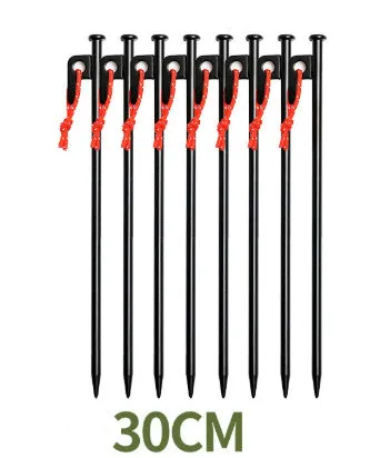 Black wooden canopy tent windproof stakes in various sizes for outdoor ground anchoring