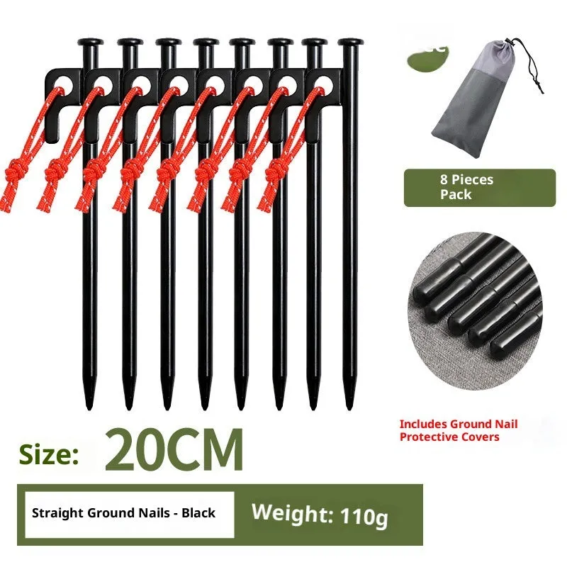 Black wooden canopy tent windproof stakes in various sizes for outdoor ground anchoring