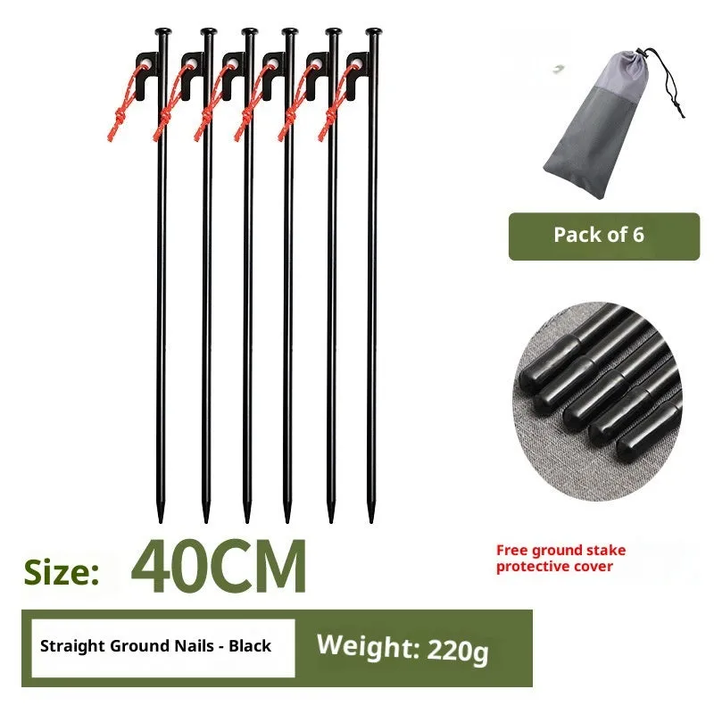 Black wooden canopy tent windproof stakes in various sizes for outdoor ground anchoring