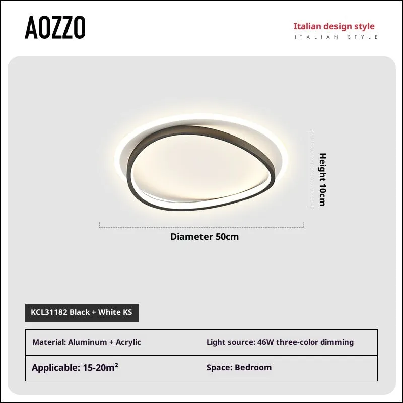 Round ultra-thin LED ceiling lamp 50cm diameter for bedroom in black finish