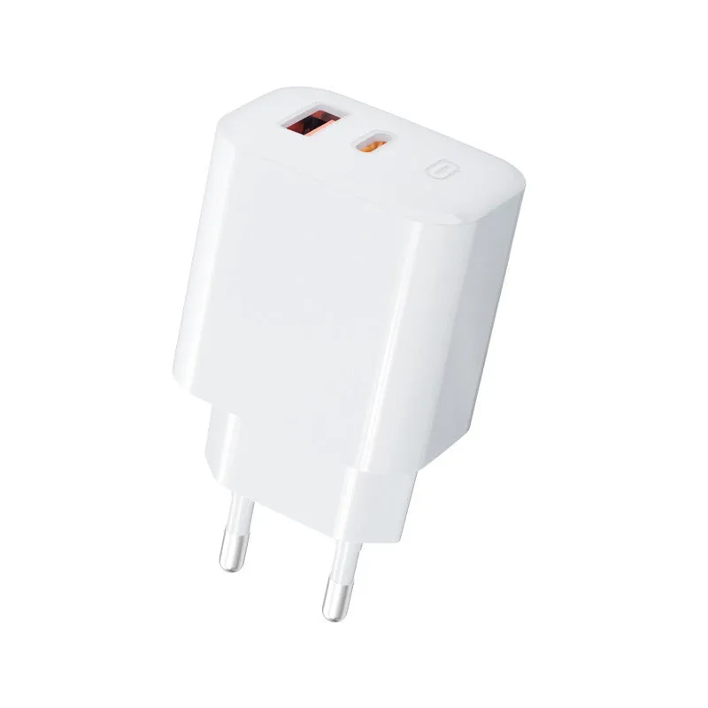 35W European standard multi-port charger with USB-A and Type-C ports, black colour, front view