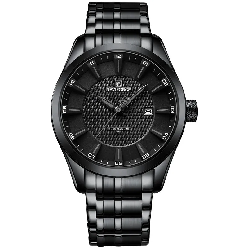 Men's simple casual alloy watch with circular face, available in multiple colour options including black, white, and white-blue