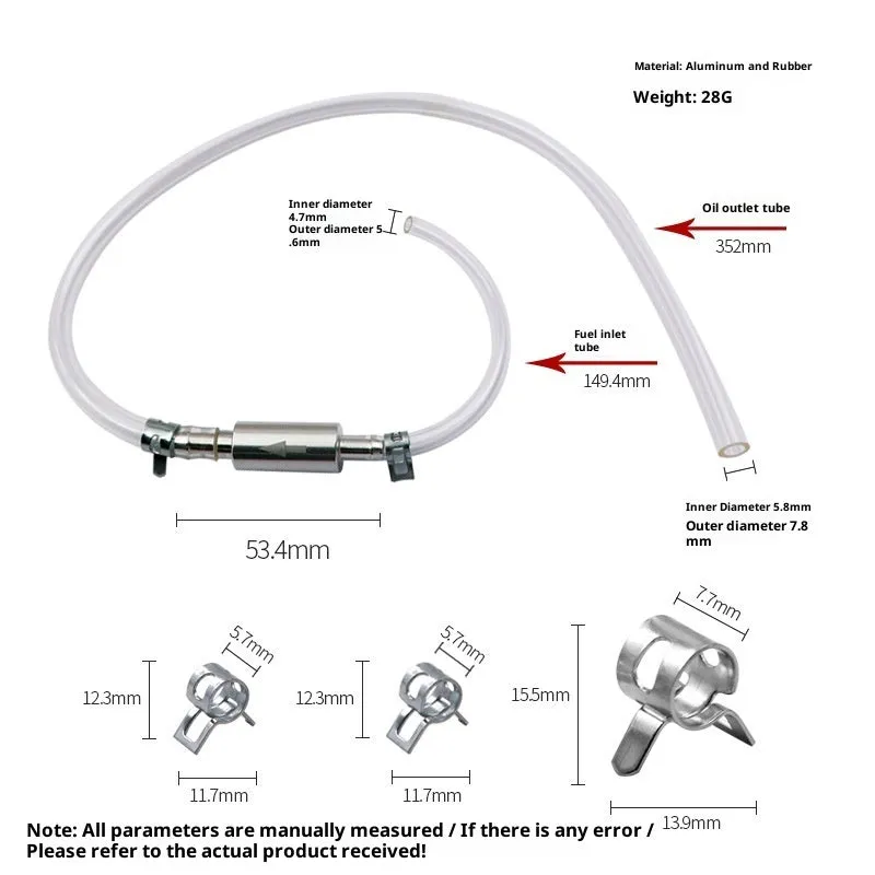 Motorcycle oil filling pipe aluminium and rubber 5mm bore oil suction tool