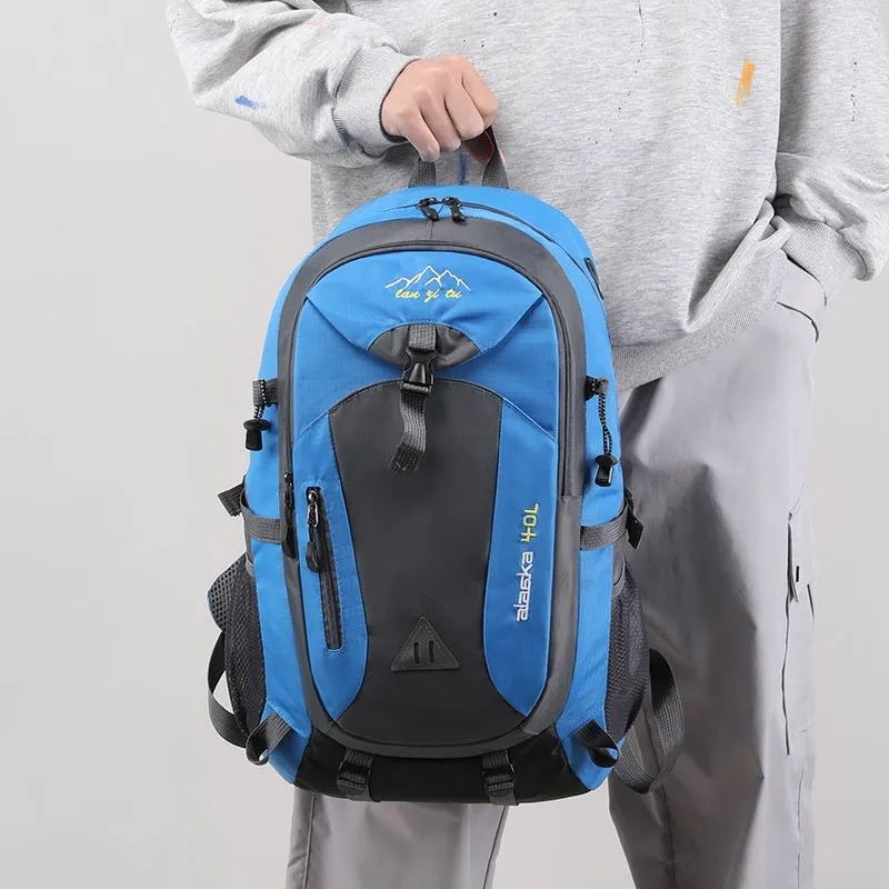 Men's Oxford cloth outdoor mountaineering backpack with breathable polyester lining in solid colour