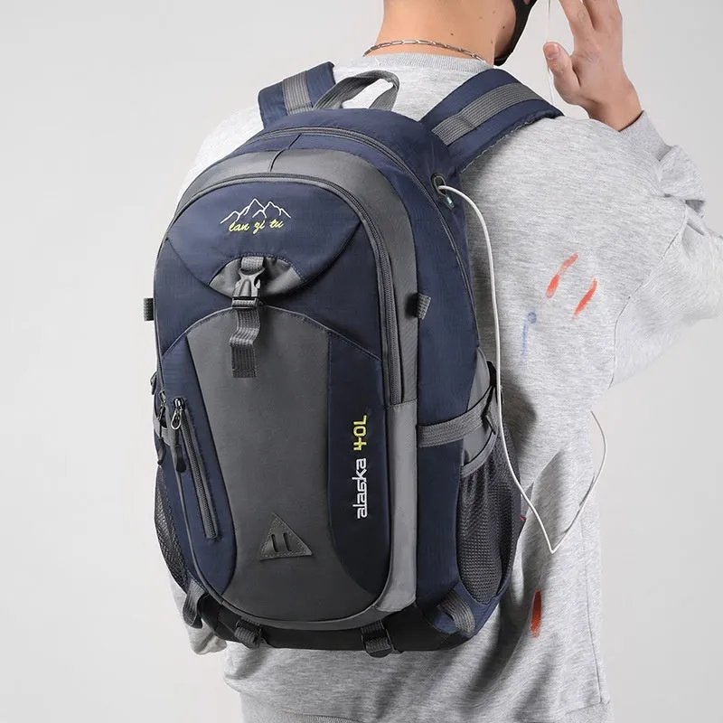 Men's Oxford cloth outdoor mountaineering backpack with breathable polyester lining in solid colour