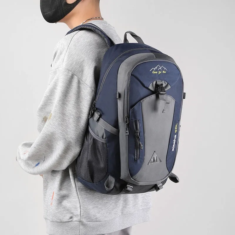 Men's Oxford cloth outdoor mountaineering backpack with breathable polyester lining in solid colour