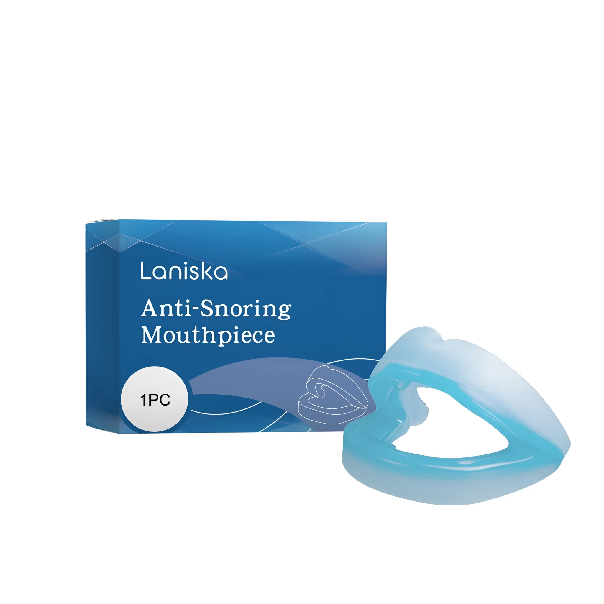 Adjustable silicone anti-snoring brace for snoring relief, white colour, single-piece dental device