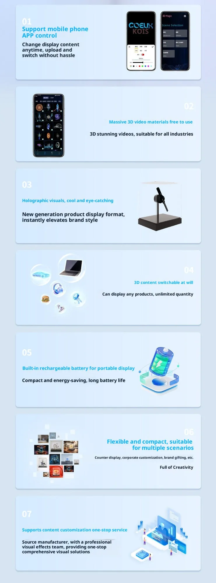 Holographic 3D fan screen desktop decoration with remote control, displaying floating holographic image