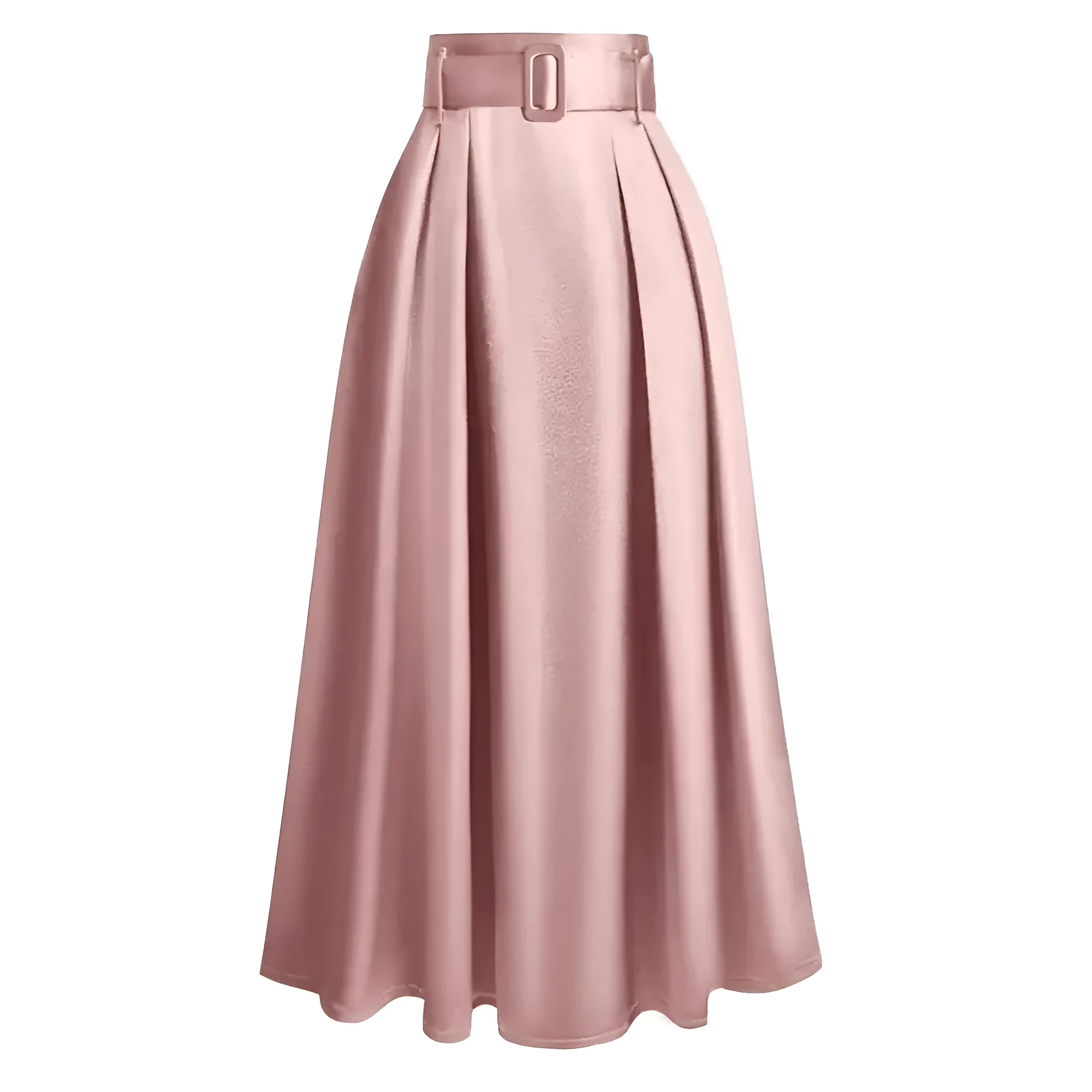 Women's high waist pure color satin skirt with lace-up detail in black, front view