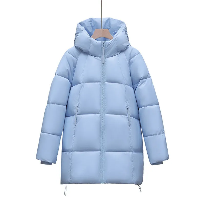 Women's padded fleece jacket in purple, hooded long sleeve loose fit style