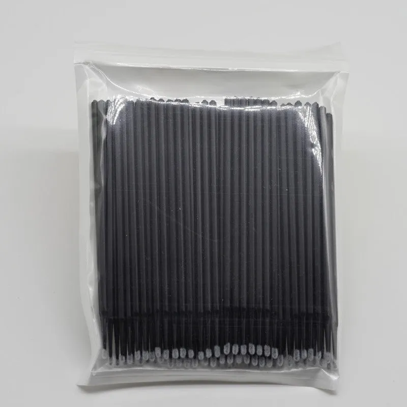 Disposable micro applicator brushes with bendable shafts and flock tips for makeup application