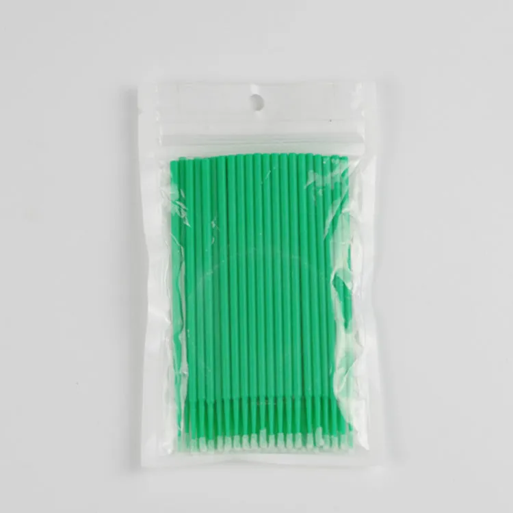 Disposable micro applicator brushes with bendable shafts and flock tips for makeup application