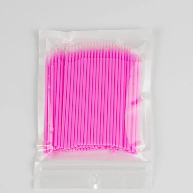 Disposable micro applicator brushes with bendable shafts and flock tips for makeup application
